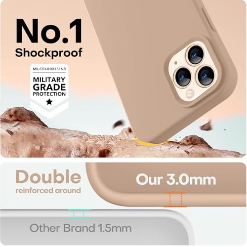 Image of LOVE 3000 Compatible with iPhone 12 Pro Max Phone Case | Thickening 2.1 MM Liquid Silicone | Anti-Scratch Microfiber Lining | Full-Body Duty Heavy Protection Case for Men, Light Brown