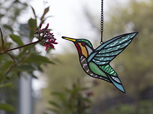 Haosum Stained Glass Birds Window Hangings, Stained Glass Hummingbird Decorations,Bird Suncatcher For Window Decor Hummingbird Gifts For Mom,Bird Lovers #TOP7