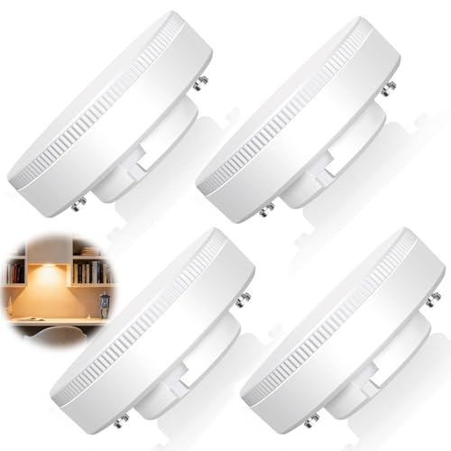Pretify 4 Pièces Ampoule GX53 LED 9W Blanc Chaud 3000K, 800LM AC 220-240V, Équivalent à 71W Halogène, Spot LED Encastrable pour Cuisine Armoires Vitrines, Non Dimmable Facile à Installer