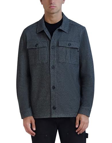 Image of KARL LAGERFELD Men's Long Sleeve Heathered Shirt Jacket