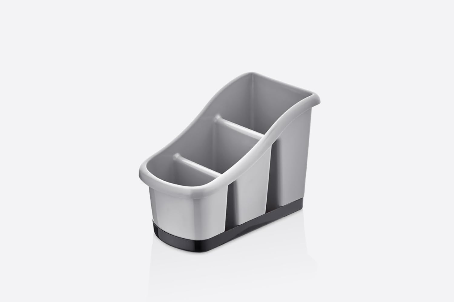 Stolmet Grey Cutlery Drainer With Tray - 3 Or 5 Pocket Utensil Holder - Bpa Free - Ideal For Kitchen And Camping (, 3 Compartments)