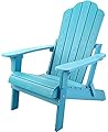 hOmeHua Folding Adirondack Chair, HIPS Foldable Adirondack Chairs Weather Resistant, Plastic Outdoor Chair for Patio, Backyard Deck, Fire Pit Lawn Porch (Lake Blue)
