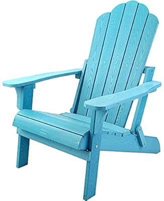 hOmeHua Folding Adirondack Chair, HIPS Foldable Adirondack Chairs Weather Resistant, Plastic Outdoor Chair for Patio, Backyard Deck, Fire Pit Lawn Porch (Lake Blue)