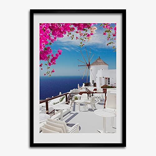 Cadre MDF 50x70 cm Santorin Grèce parfait pour sublimer une affiche de voyage moderne