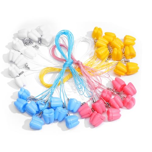 Colar protetor de dentes, pacote com 40, caixa de armazenamento de dentes de leite, caixa de fada, suporte de dentes perdidos, colorido e adorável, estojos de colar para crianças, enfeites de