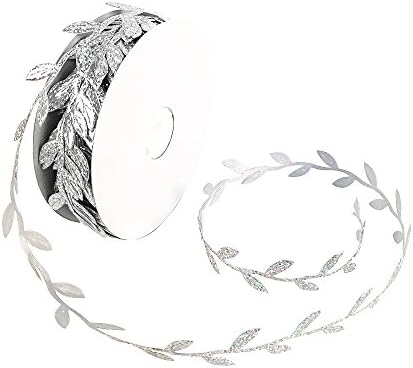 Olive Leaves Leaf Mirror Leather Silver Sequins - 20 Yards - Trim Ribbon for DIY Craft Party Wedding Home Decoration (Sequins Silver)