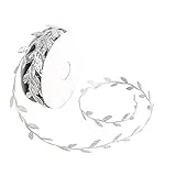 Olive Leaves Leaf Mirror Leather Silver Sequins - 20 Yards - Trim Ribbon for DIY Craft Party Wedding