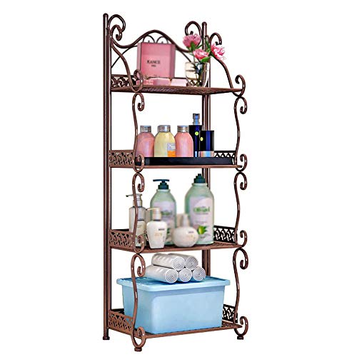 Mensola da Bagno - vano in Ferro battuto per Migliorare Il Bianco Marrone a Quattro Strati portante