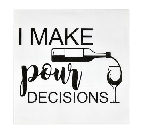 Gift Boutique 100 Pcs I Make Pour Choices Cocktail Beverage Napkins Disposable Funny Paper Dessert Napkin for Wine Bar Birthday Party Supplies