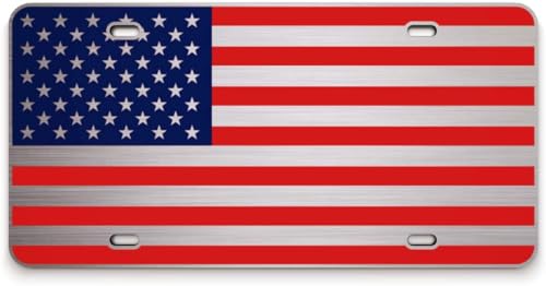 Red, White, and Blue Brushed American Flag License Plate - 6