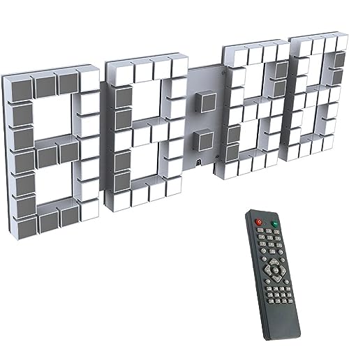 Reloj digital de pared LED, 18 pulgadas, alarma y termómetro miniatura 1