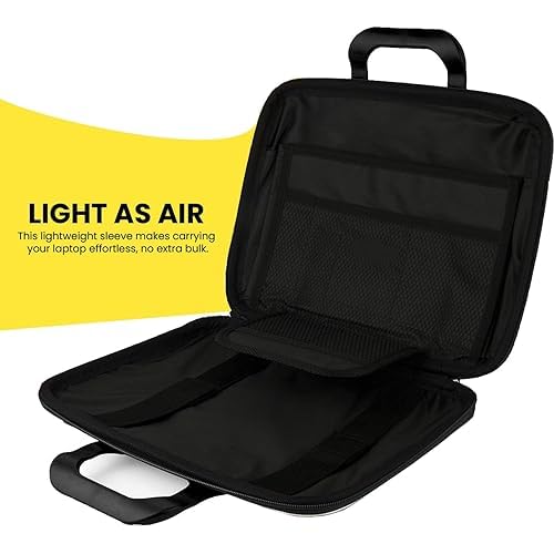 Image of Hard Shell Laptop Cover Bag 15.6 Inch with Handle | Shockproof EVA Case | Water Resistant | Double Zipper, Velcro Strap & Inside Pocket | Protective Carrying Sleeve for Laptop & MacBook - Black