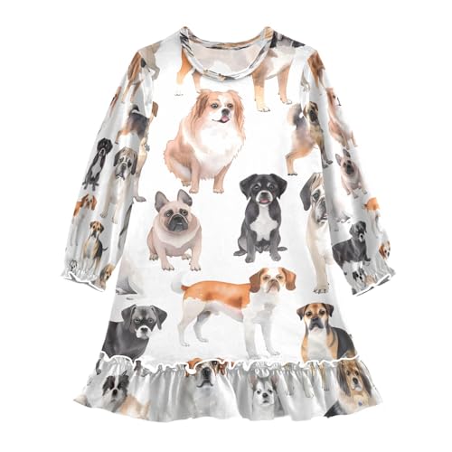 Nightgowns Sleepwear Lightweight Nightdress Soft Pajamas Dress Dog Breeds for 3-10 Years