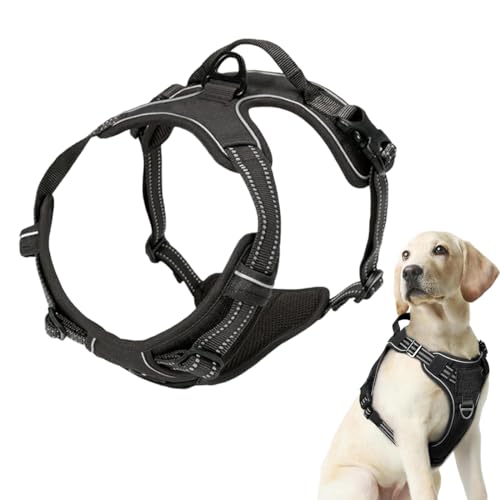 GXGM 1 Pieza Arnés Antitirones para Perros Grandes, arnes Perro pequeño, Collar antitirones Perro, Medianos y Grande - Chaleco Acolchado Ajustable y Transpirable, M, Negro