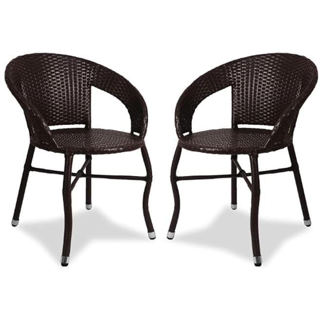 Image of D-12 4 Chair 1 Table with Cushion Seating Table & Chair Set for Outdoor, Balcony, Garden, Coffee Table Set Conversation Set, Furniture with 1 Table (Brown & Cream)