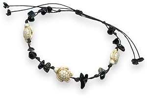 Womens Black Obsidian Anklet
