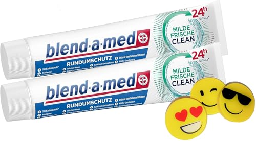 2 x Blend-a-med Milde Frische Clean Rundumschutz Zahnpasta - je 75ml - Zahncreme + 1 gratis ManyMore Radierer