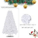 6ft White Artificial Christmas Tree – Premium Bushy Xmas Tree with 1150 Branch Tips, Full Dense Fake Silver Pine Tree Easy to Assemble, Indoor Holiday Decoration with Metal Stand - Image 4