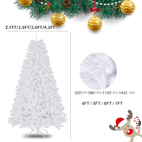 4ft White Artificial Christmas Tree – Premium Bushy Xmas Tree with 320 Branch Tips, Full Dense Fake Silver Pine Tree Easy to Assemble, Indoor Holiday Decoration with Metal Stand - Image 3
