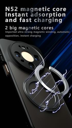 Image of Compatible with Huawei Mate 80 Pro Max Case Cover,Compatible with Huawei Mate 80 Pro Max 5G SGT-AL10 Built-in 360Rotating Magnetic Mount Matte Translucent Phone Protective Case Black