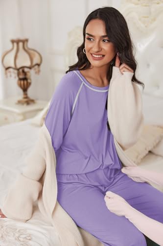 Image of Ekouaer Pajamas Set for Women Soft Comfy Pjs Sets Long Sleeve Sleepwear Loungewear S-XXL