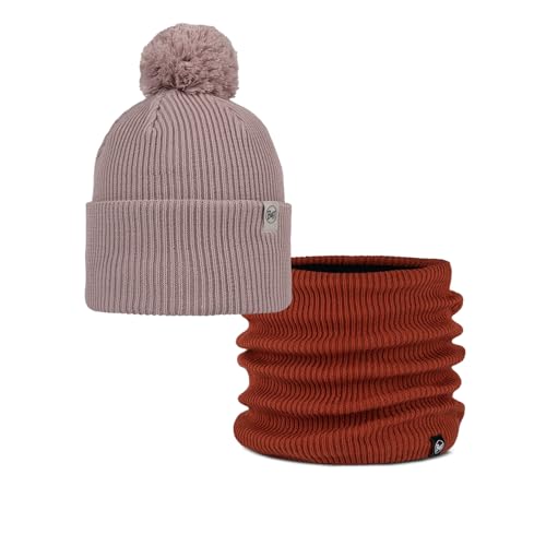 Bonnet BUFF Renvi Rosewood Tricot et Tour de Cou Polaire Cinnamon Chaud