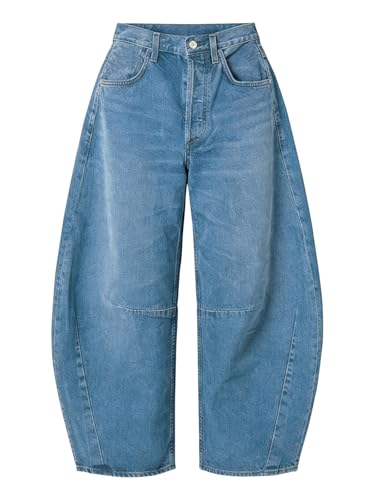 Image of EXLURA Womens Barrel Jeans Wide Leg Y2K Boyfriend Denim Pants Hip Hop Vintage Baggy Jeans Cotton Mid-Low Elastic Waist Pants