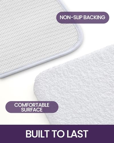 DEXI Bathroom Rug Mat 24x16, Extra Soft and Absorbent Bath Rugs, Washable Non-Slip Thick Carpet Mat for Shower Floor, Tub, White