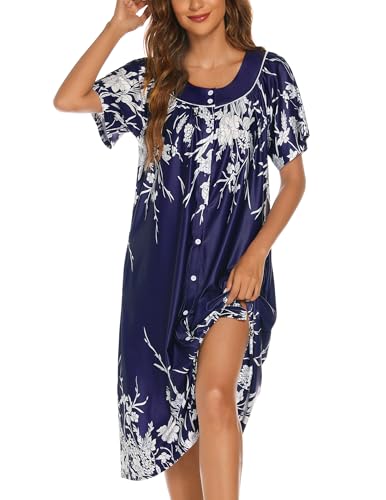 YOZLY House Dress for Women Short Sleeve House Coat Mumu Duster Robe with Pockets2