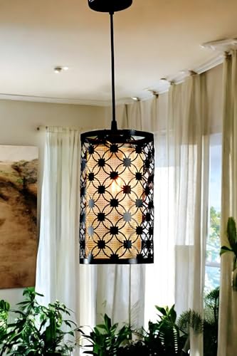 Image of Prop It Up Decorative Pendant Light with Mesh Shade, Black and Gold, 18 cm Diameter