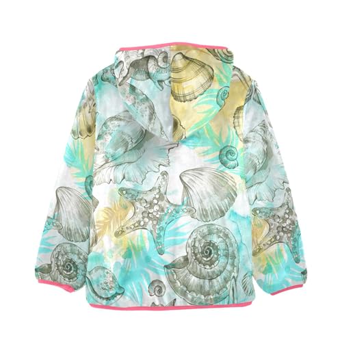OTVEE Summer Sea Shells Leaves Kids Hoodie Jacket Fall Spring Full Zip Warm Outwear Coat2