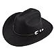 INOGIH Westernhut für Damen und Herren, Cowboy- und Cowgirl-Hut, Fedora Mit Pull-On-Verschluss, Breite Krempe, Schwarzes Design2, MEDIUM