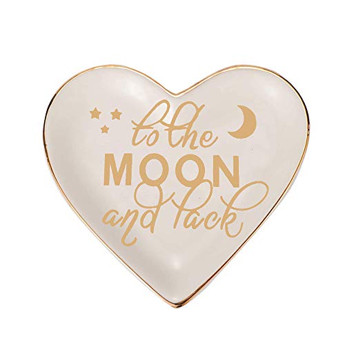 MengCat Joyas de cerámica Blanca Bandeja Anillo Platos Titular de Llaves Placa en Forma de corazón Organizador de exhibición de cosméticos con Filo Dorado Boda Mujer Niña Regalo