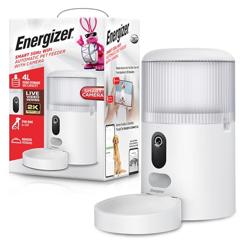 Energizer Smart Pet Feeder with 2K Video Camera, 5Ghz & 2.4Ghz Dual Band Wi-Fi, 2-Way Audio, Night Vision, 4L Food Capacity, Remote Feeding Dogs & Cats, Compatible with Alexa & Google, Records - image 1
