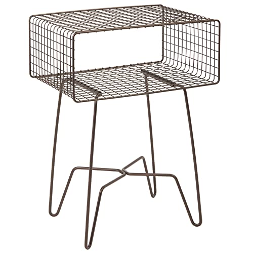 mDesign Modern Industrial Side Table with Storage Shelf, 2-Tier Metal Minimal End Table, Metallic Caged Grid - Accent Furniture for Living Room, Bedroom, Office, Dorm, Concerto Collection, Bronze