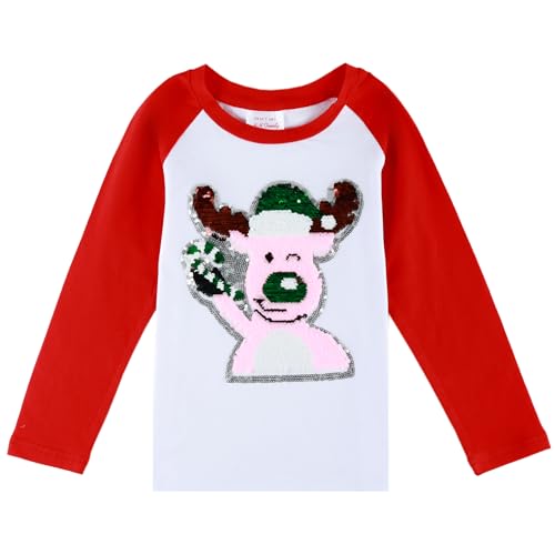 Image of Christmas Shirts for Girls and Boys Flip Sequin Santa Christmas Tree Kids T-Shirt Clothing