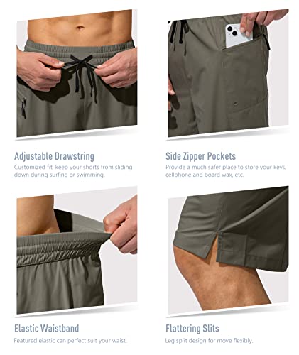 Image of Men's Swim Trunks Quick Dry Board Shorts with Zipper Pockets Beach Shorts Bathing Suits for Men - No Mesh Liner