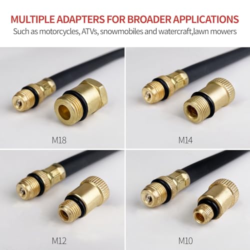 TERRARIDE Kompressionstester Kompressionsprüfer, Testgerät Benzinmotor, Manometer Tool Set mit 4 Adapter M10, M12, M14, M18 Messen 0-21 bar oder 0-300 PSI für Benzinmotoren Verdichtungsmess