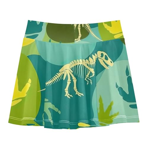 Joisal Girls Skorts Athletic Shorts Toddlers Tennis Skirts Breathable Flowy Skirt Dinosaur Skeletons Green 3t2