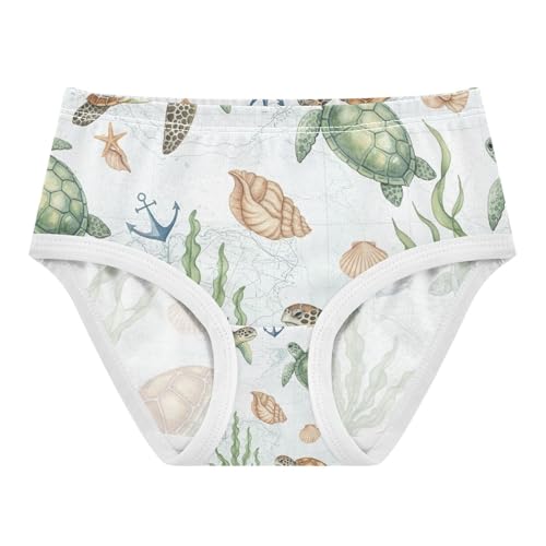 Watercolor Sea Turtles Kids Underwear Girls, Toddler Girl Panties, Girls' Cotton Brief Underwear, 2–8 Years