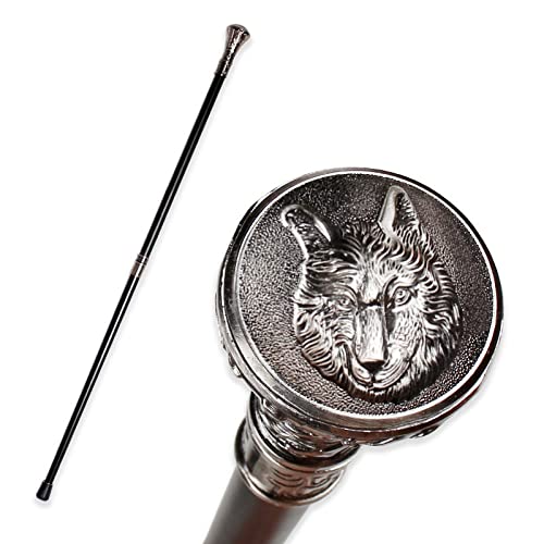 Zeroing Wolf-Head Luxury Walking Stick Cane for Man 2020 Fashion Decorative Walking Stick Men Elegant Hand Canes Vintage Knob Stick (Color : Black)