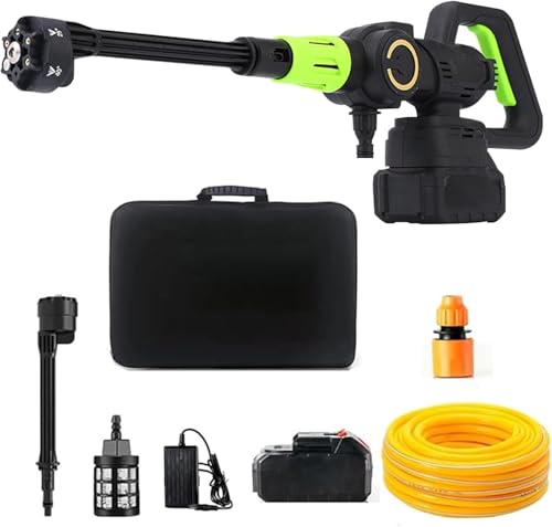6 in 1 Cordless Pressure Washer Portable Car Wash Machine Electric High Pressure Cleaner 3 Different Pressure Adjustable Rechargeable Car Wash Gun for Car/Garden/Floor
