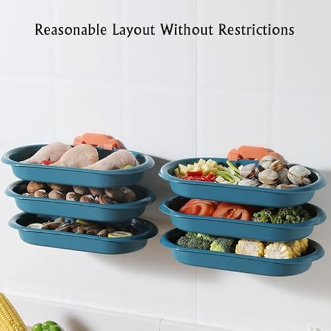 Preparation Tray,Kitchen Shelf Tray,Stackable Wall-Mounted Rack, Suitable for Home Hot Pot Restaurant(3 tier)