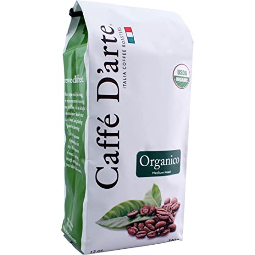 Caffe D’arte Organico Whole Bean Coffee – Medium Roast – Roasted in Seattle, Ideal for Drip Brewing – 12 oz (USDA Organic, Fair Trade)