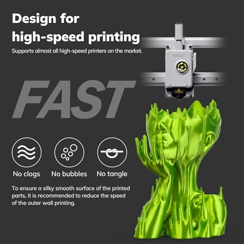 Image of AMOLEN Silk PLA Filament Neon Green, 3D Printer Filament 1.75mm for 3D Printing 1kg(2.2lbs) Spool Compatible with Most FDM Printer