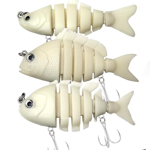 HADORAM Lure Slow Sinking Glide Bait with Fur Tail Lifelike Fishing Tackle for Trout Shad Bass Musky (2.75in/3.15in-3TZ)