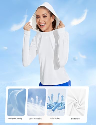 Image of Venzina Women's Slim-Fit Running Hoodie with Reflective Lettering IUPF50+ Quick-Dry Long Sleeve with Thumbholes | for Night Jogging, Yoga & Commute(Size Up)