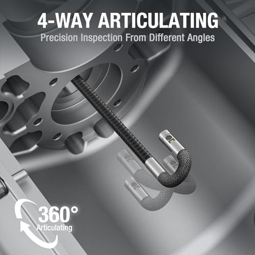 Image of Teslong TF600 4-Way Articulating Borescope with 6.5mm Dual Lens Endoscope | Professional Mechanic Inspection Camera, Ergonomic Design, 6-inch 1920x1080 IPS Screen, 6+1 LEDs, IP67, 6000mAh, 32GB, 5FT