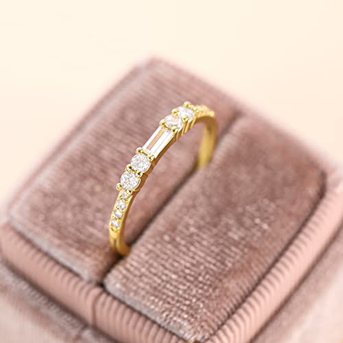 SHINYSO Wedding Bands for Women Cubic Zirconia Thin Stacking Baguette Rings Eternity Engagement Band for Her Size 4-103