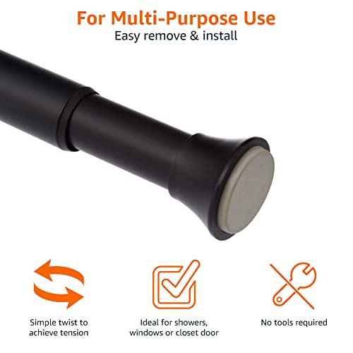 Amazon Basics Tension Curtain Rod, Adjustable 24-36" Width - Black, Classic Finial #TOP2